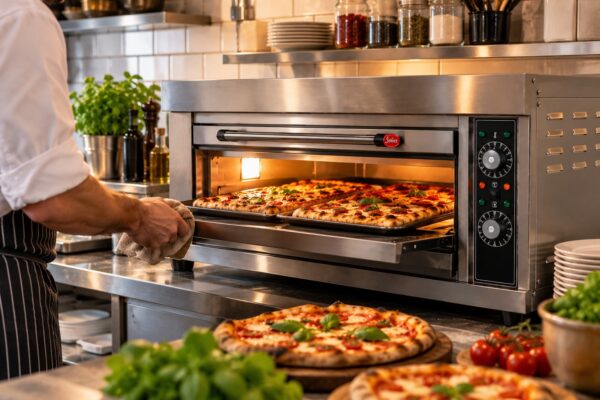 Elektromos pizzasütő kemence – 2 tepsis, 6,6 kW - Image 2