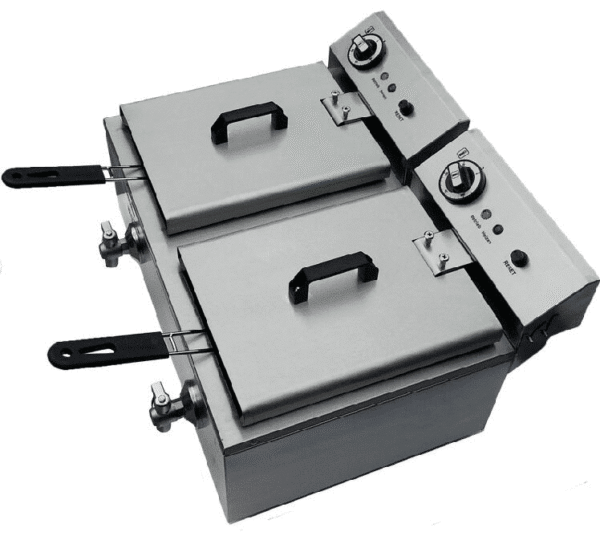 Dupla kosaras fritőz 6000W 2*10L, leeresztő csappal