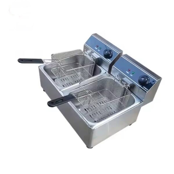 Dupla kosaras fritőz 6000W 2*10L, leeresztő csap nélkül - Image 2