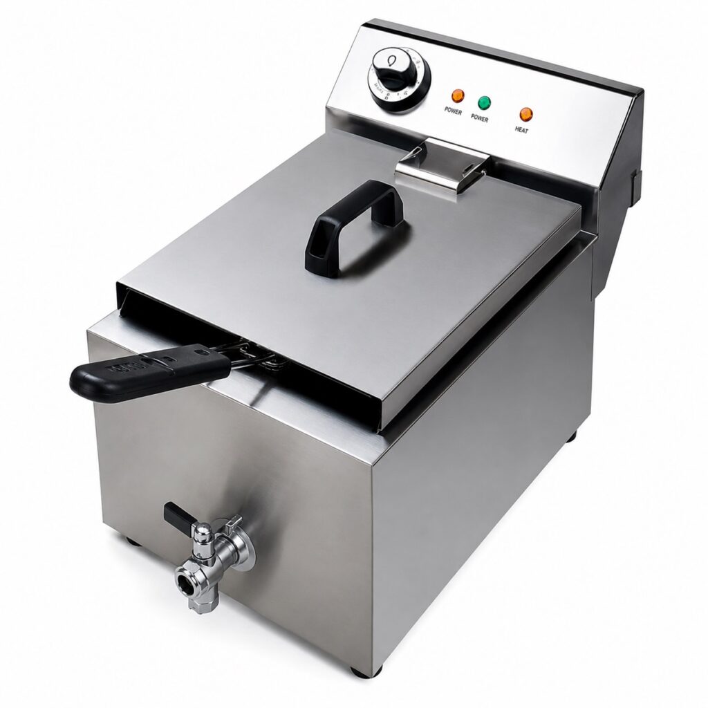 Elektromos fritőz 3000W 10L, leeresztő csappal