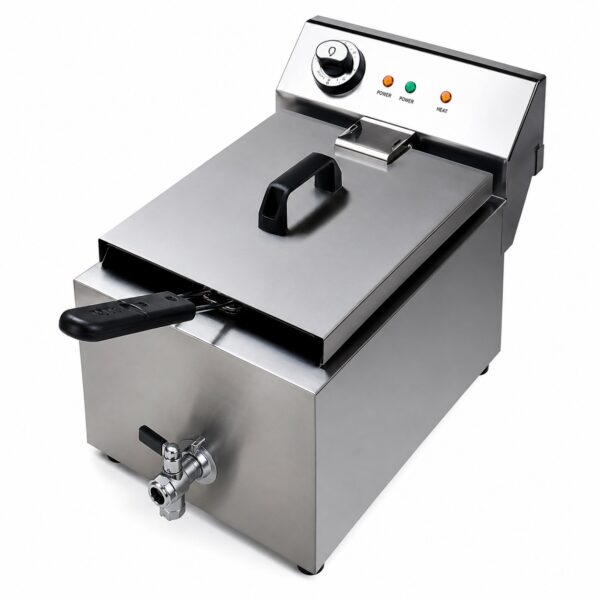 Elektromos fritőz 3000W 10L, leeresztő csappal