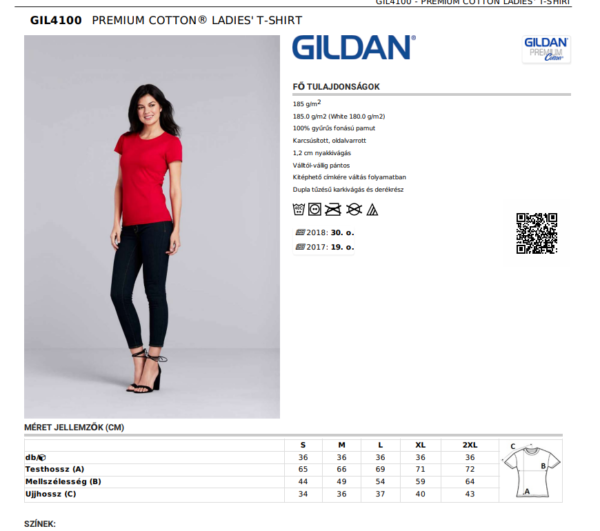 GILDAN PREMIUM COTTON PAMUT PÓLÓ - NŐI - Image 8