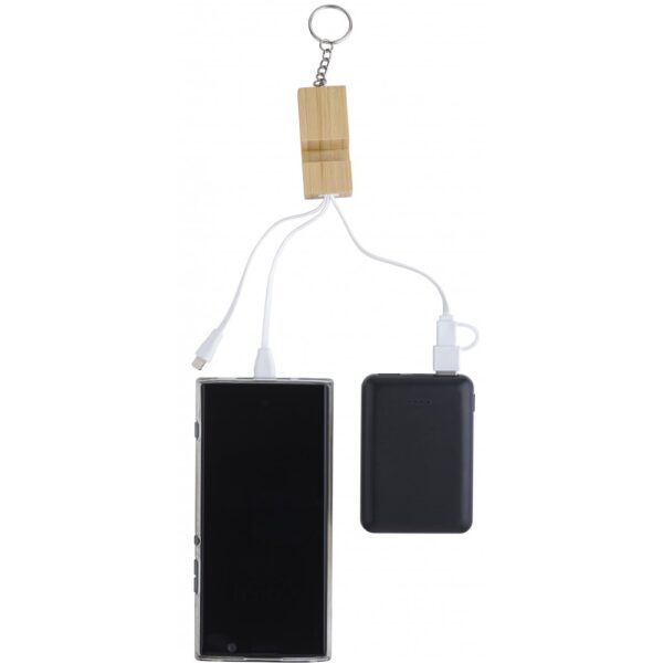 Gravírozható bambusz telefontartó töltőkábelekkel - Image 3