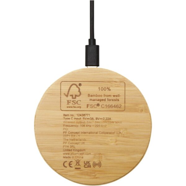 Gravírozható Essence 15W bambusz vezeték nélküli töltőpad - Image 4